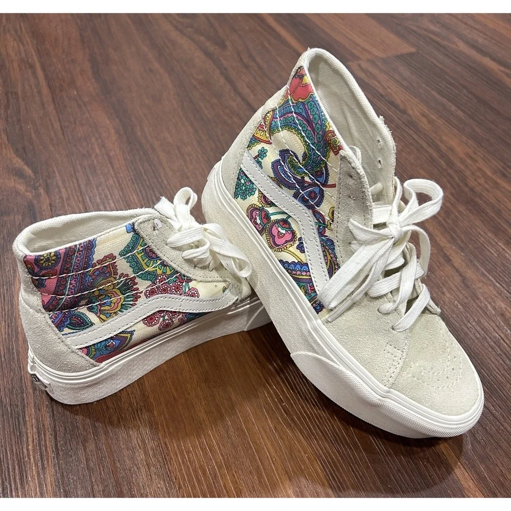 Vans Sk8-Hi Tapered‎ Paisley Bloom Turtledove Platform Womens 6.5 Hipster Boho